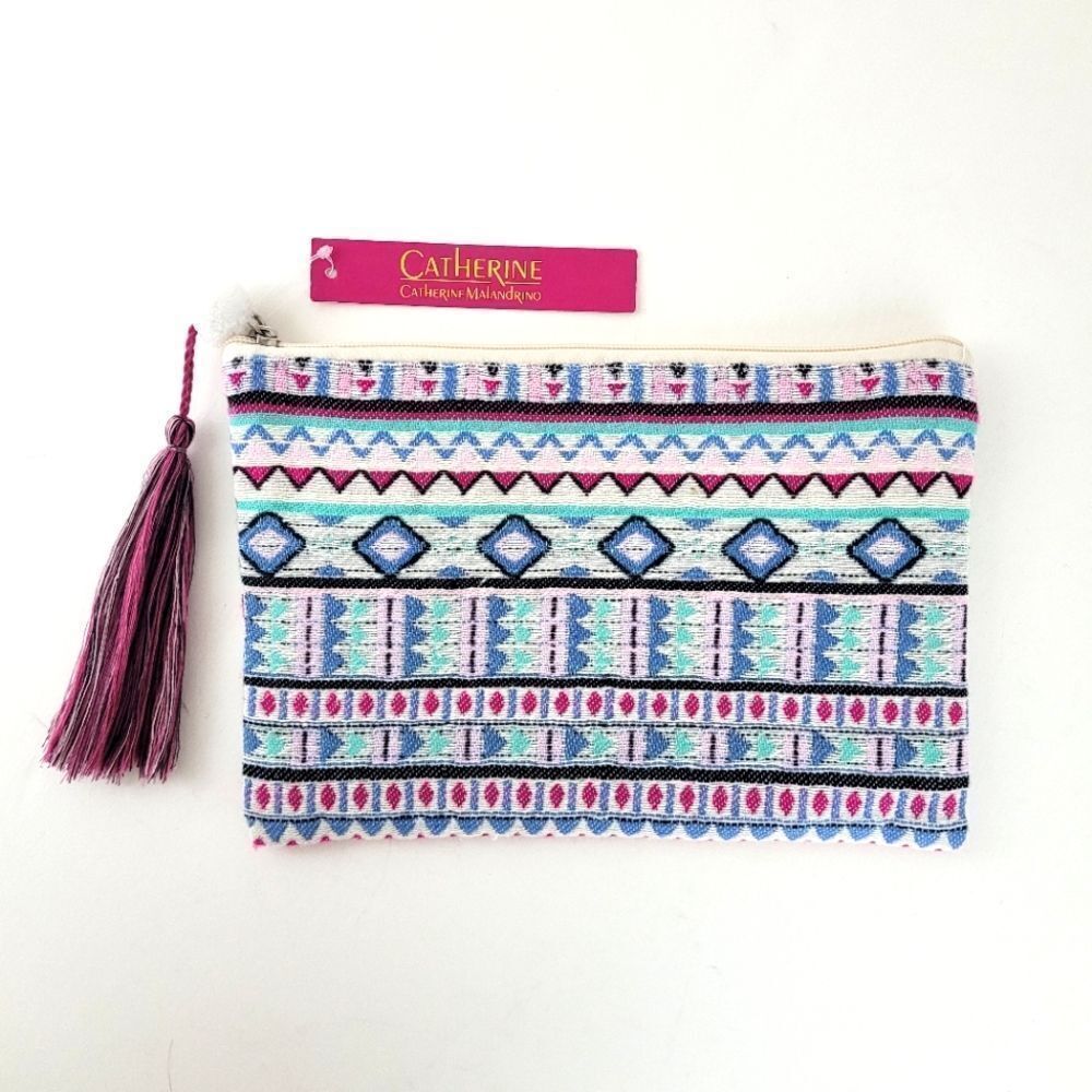 CATHERINE MALANDRINO batik style fabric clutch